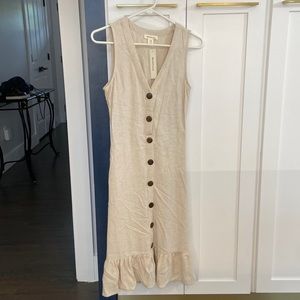 Monteau cream linen dress with buttons